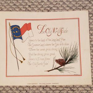 VINTAGE North Carolina "Old North State" Art Print